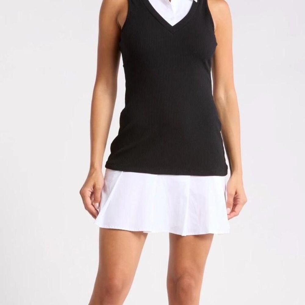 Madden Girl Women's Black Pleated Layered Dress Size M